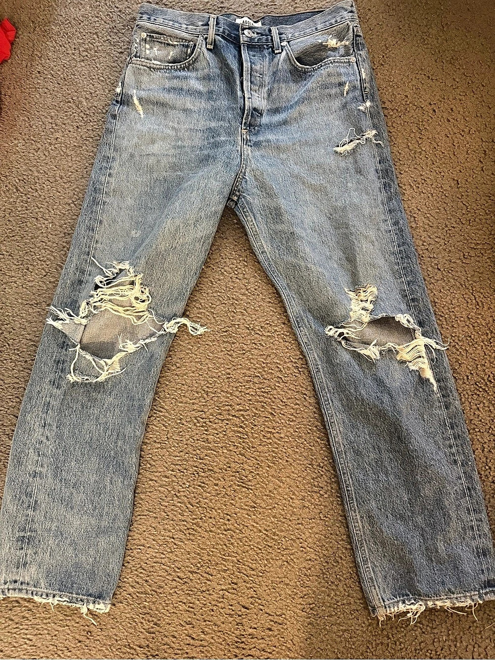 AGOLDE 90's Pinch Waist High Rise Straight Leg Jeans Straight Leg Distressed